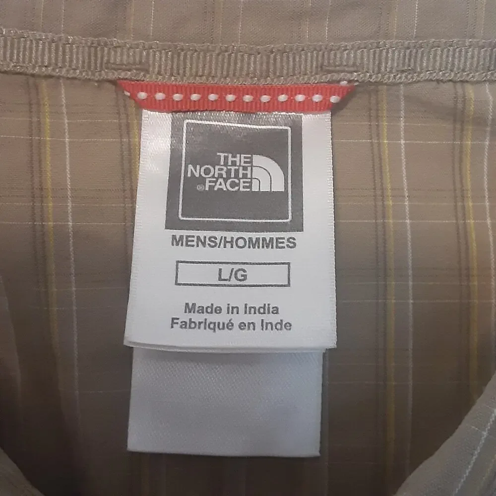 THE NORTH FACE Mens Short Sleeve Casual Beige Button Up Shirt Size L Outdoors